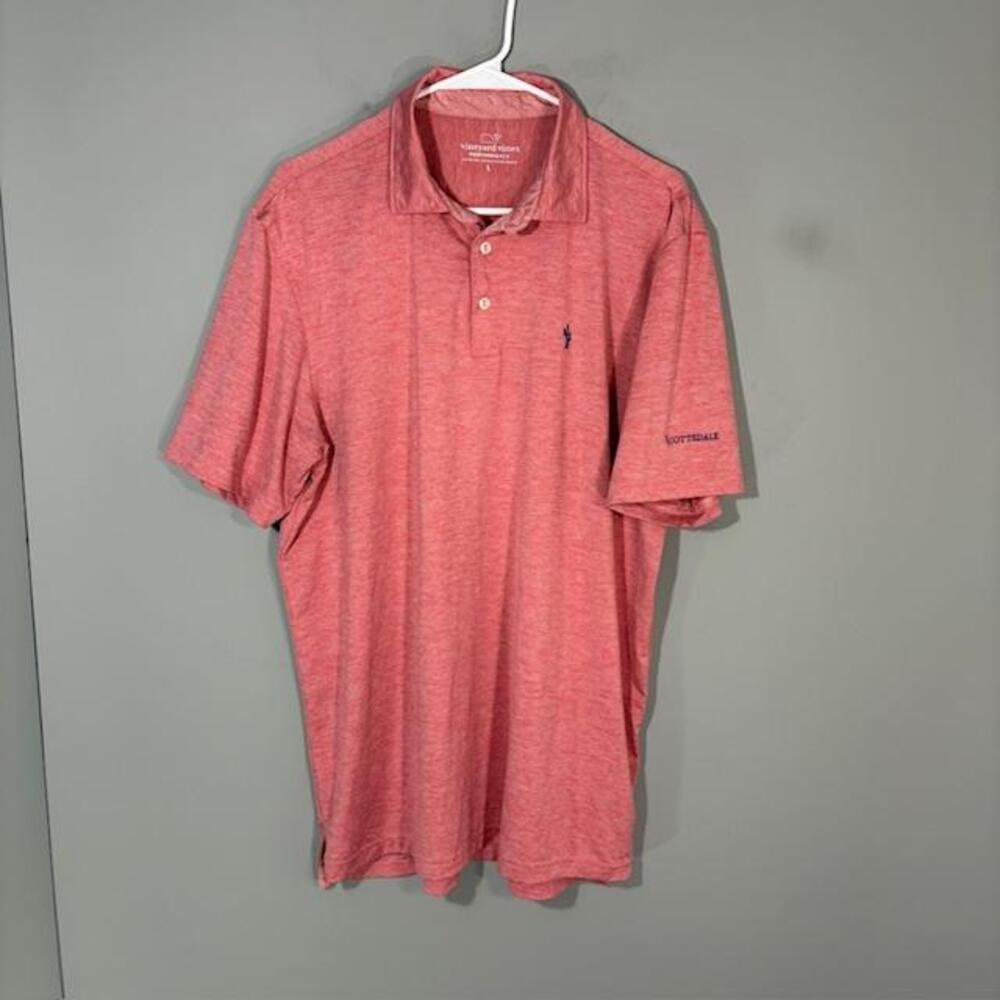 Vineyard Vines Polo Shirt Mens L Pink Scottsdale Golf Performance Stretch Top